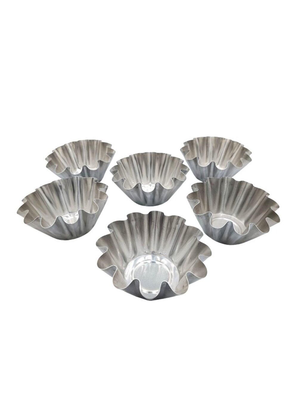 Aluminum Fluted Brioche Baking Molds Set of 6 Individual Tart Cake Cups Vintage